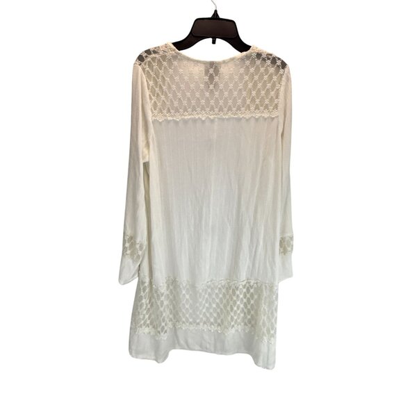 Knox Rose Ivory Lace Trim Cardigan XS S Open Front Boho Festival Lightweight Top - Picture 6 of 7
